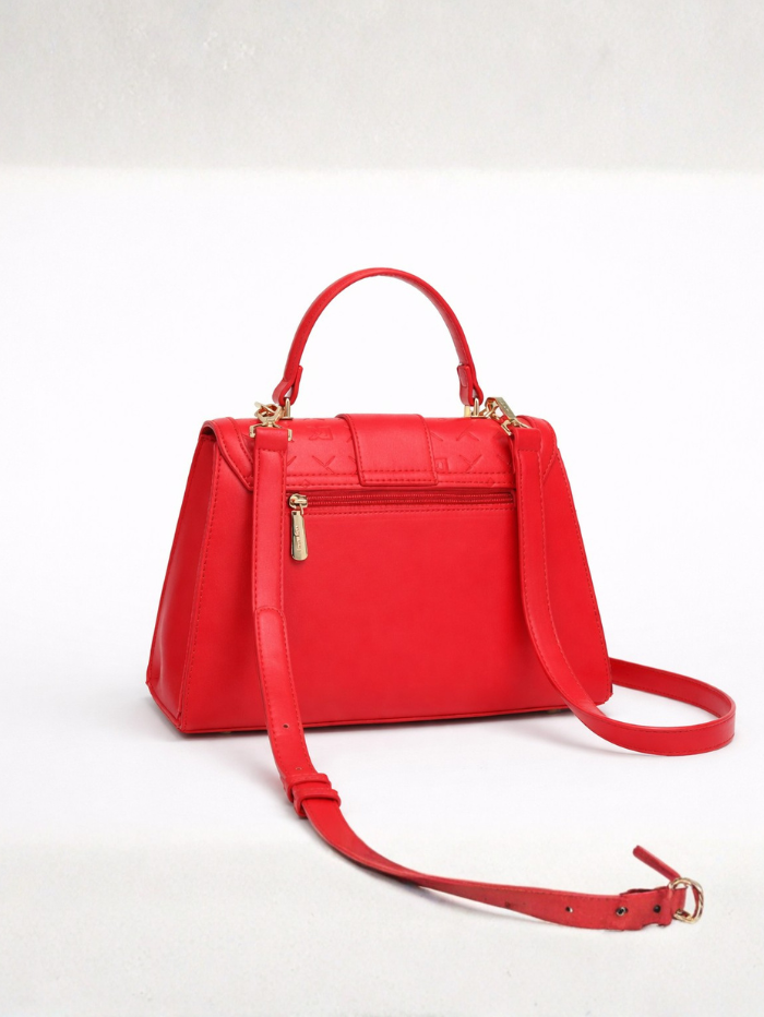 Stylish Quilted Chain Top Handle Sling Red Bag for Women