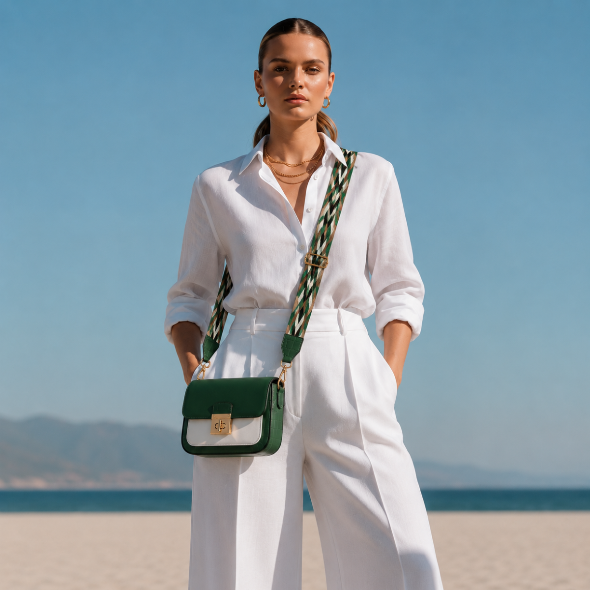 Luxury Green Chain Shoulder Bag for Women