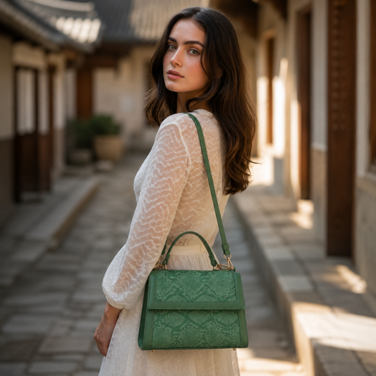 Premium Green Women Handbag with Adjustable Sling Strap