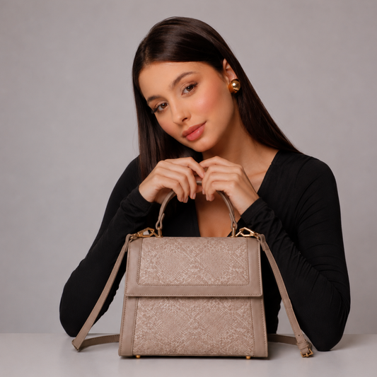 Premium Khaki Women Handbag with Adjustable Sling Strap