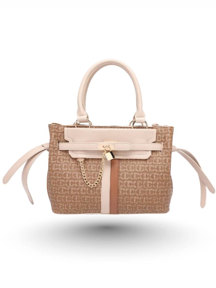 KHAKI Women's Stylish Handbag with Chain Accent