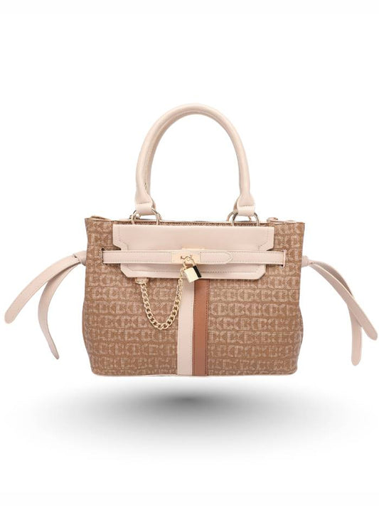 KHAKI Women's Stylish Handbag with Chain Accent