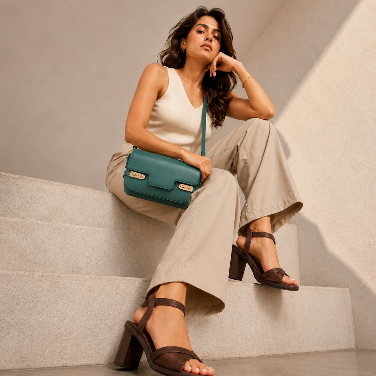 Premium Tealgreen Women Shoulder Bag with Adjustable Sling Strap