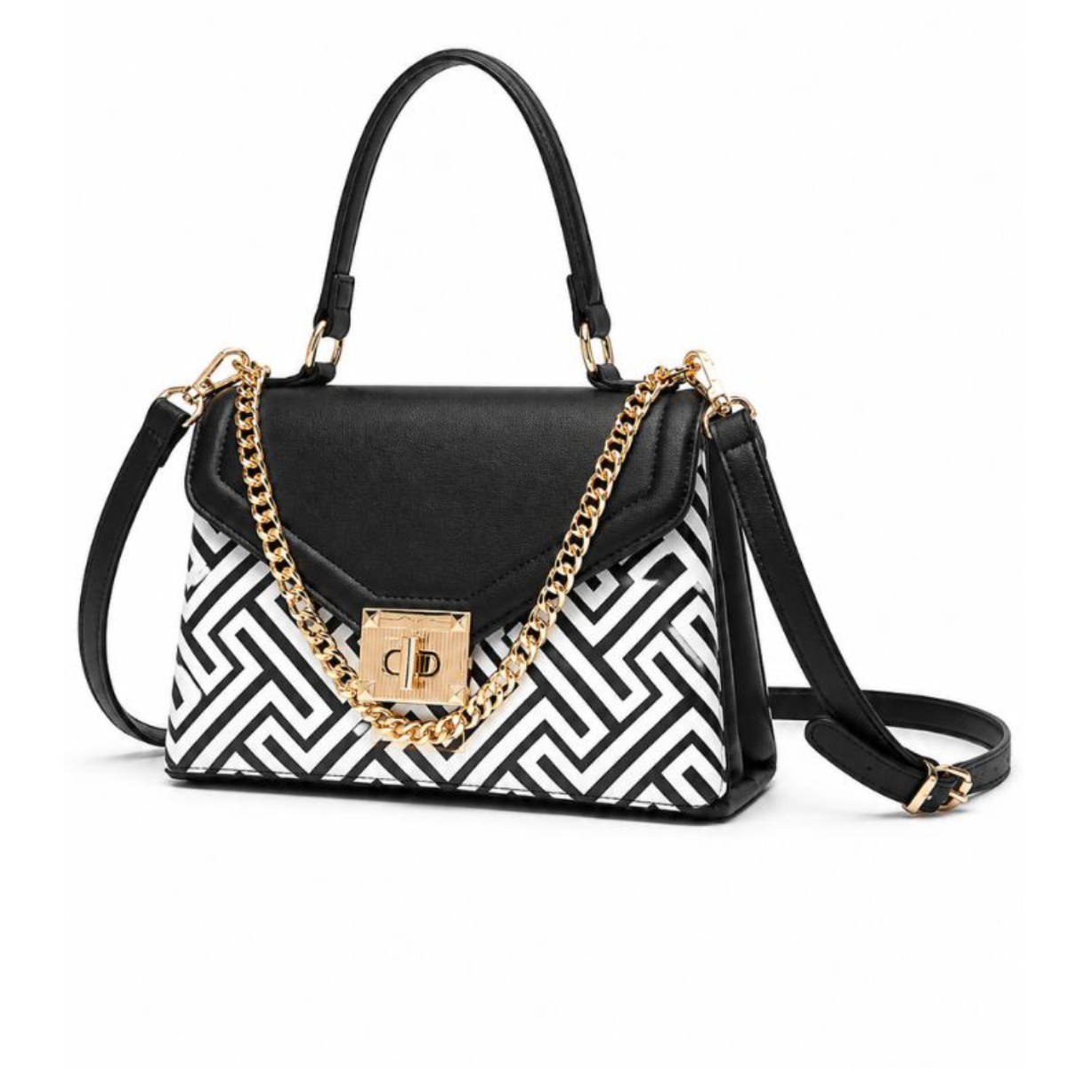 Elegant Black Printed Handbag for Women
