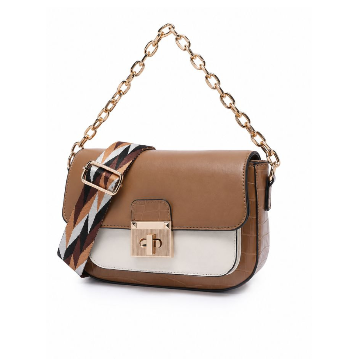 Elegant Tan Chain Shoulder Bag for Women