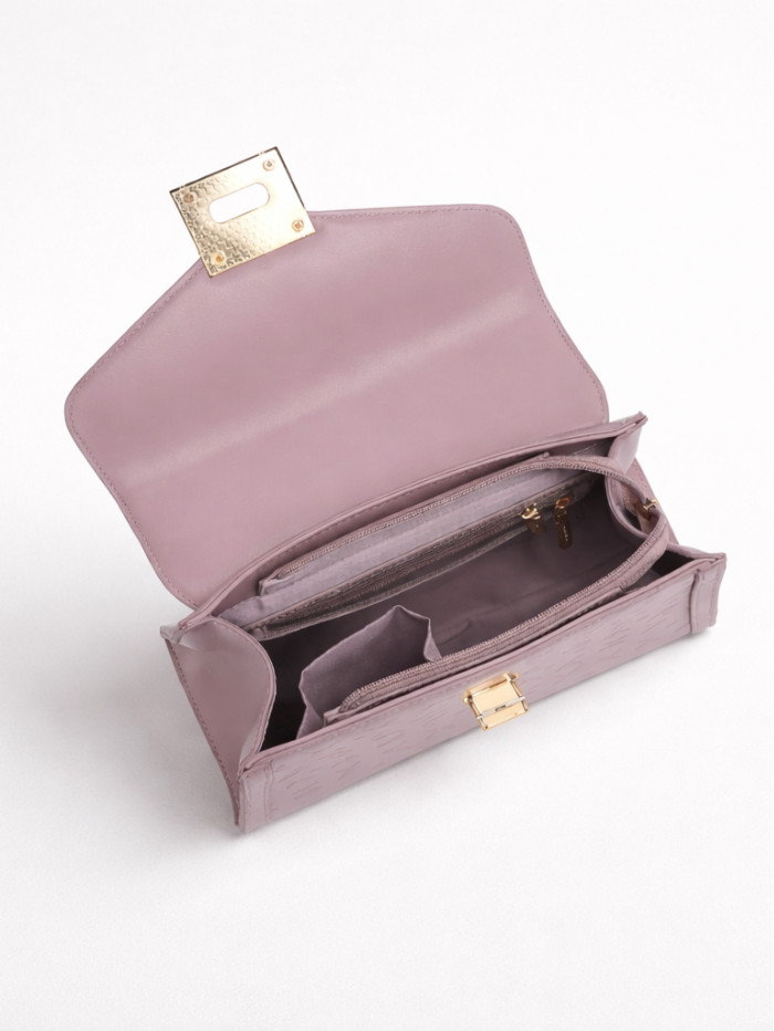 Stylish Quilted Chain Top Handle Sling Purple Bag for Women