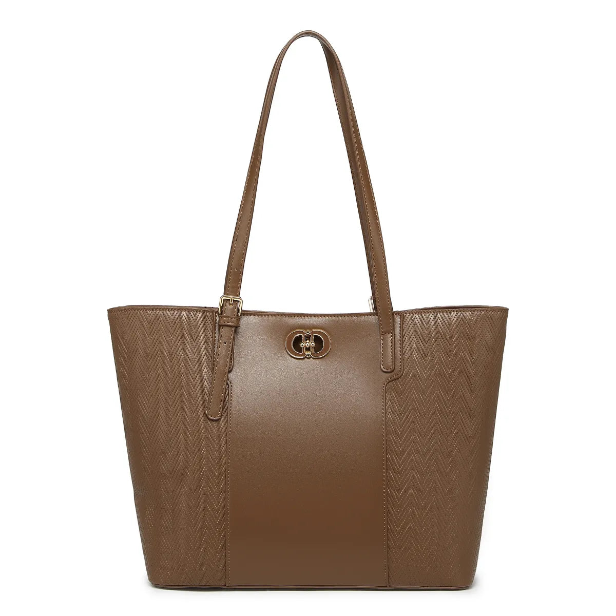 Brown Textured Panel Tote Bag for Women