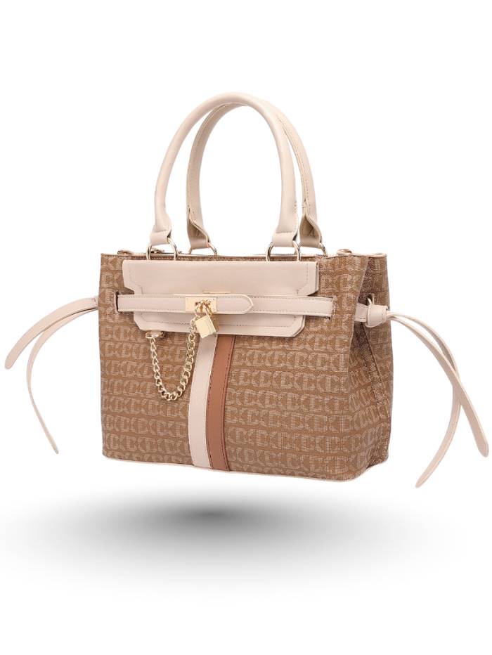 KHAKI Women's Stylish Handbag with Chain Accent