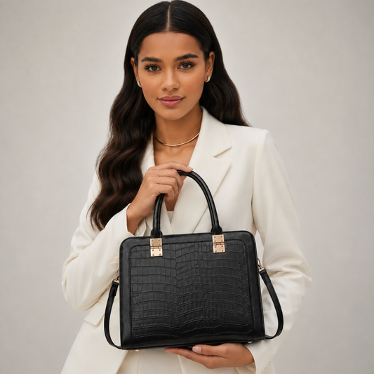 Premium Black Women Handbag with Adjustable Sling Strap