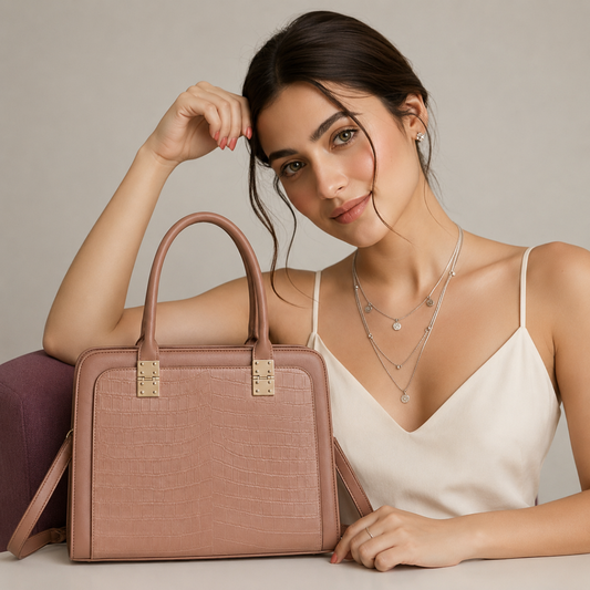 Premium Pink Women Handbag with Adjustable Sling Strap