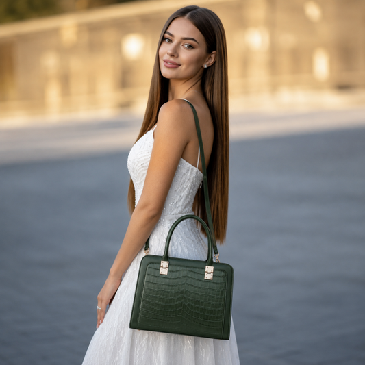 Premium Green Women Handbag with Adjustable Sling Strap