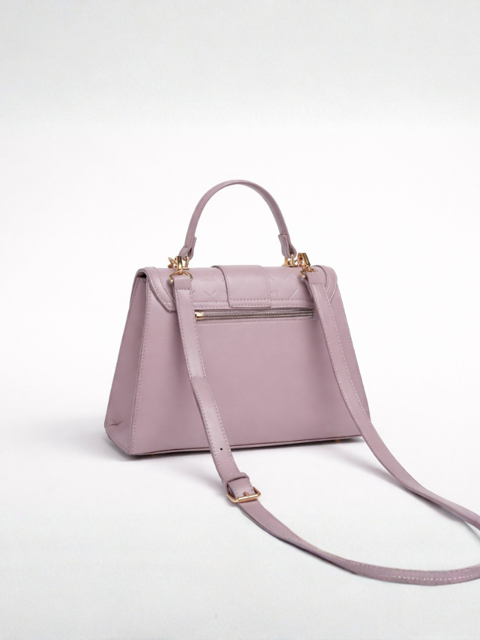 Stylish Quilted Chain Top Handle Sling Purple Bag for Women