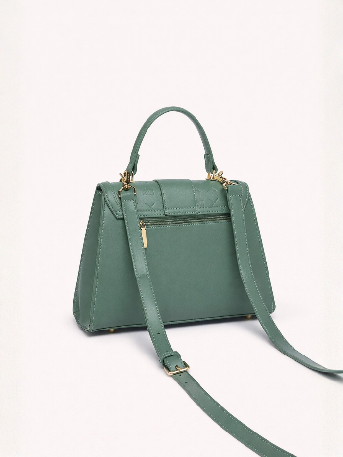 Stylish Quilted Chain Top Handle Sling Green Bag for Women