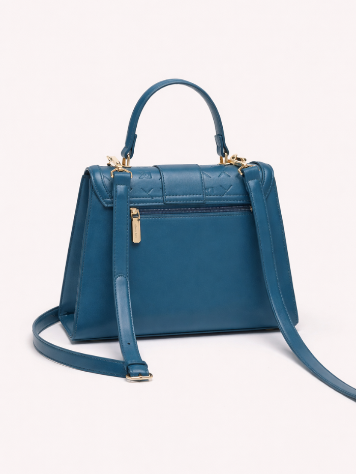 Stylish Quilted Chain Top Handle Sling Blue Bag for Women