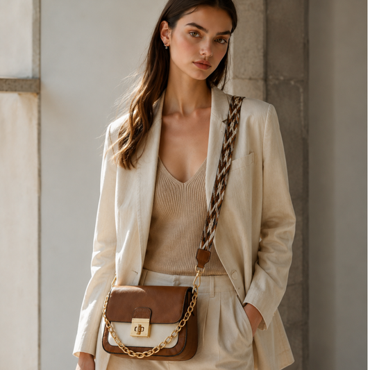 Premium Brown Women Shoulder Bag with Chain Strap
