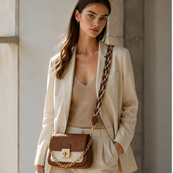 Premium Brown Women Shoulder Bag with Chain Strap