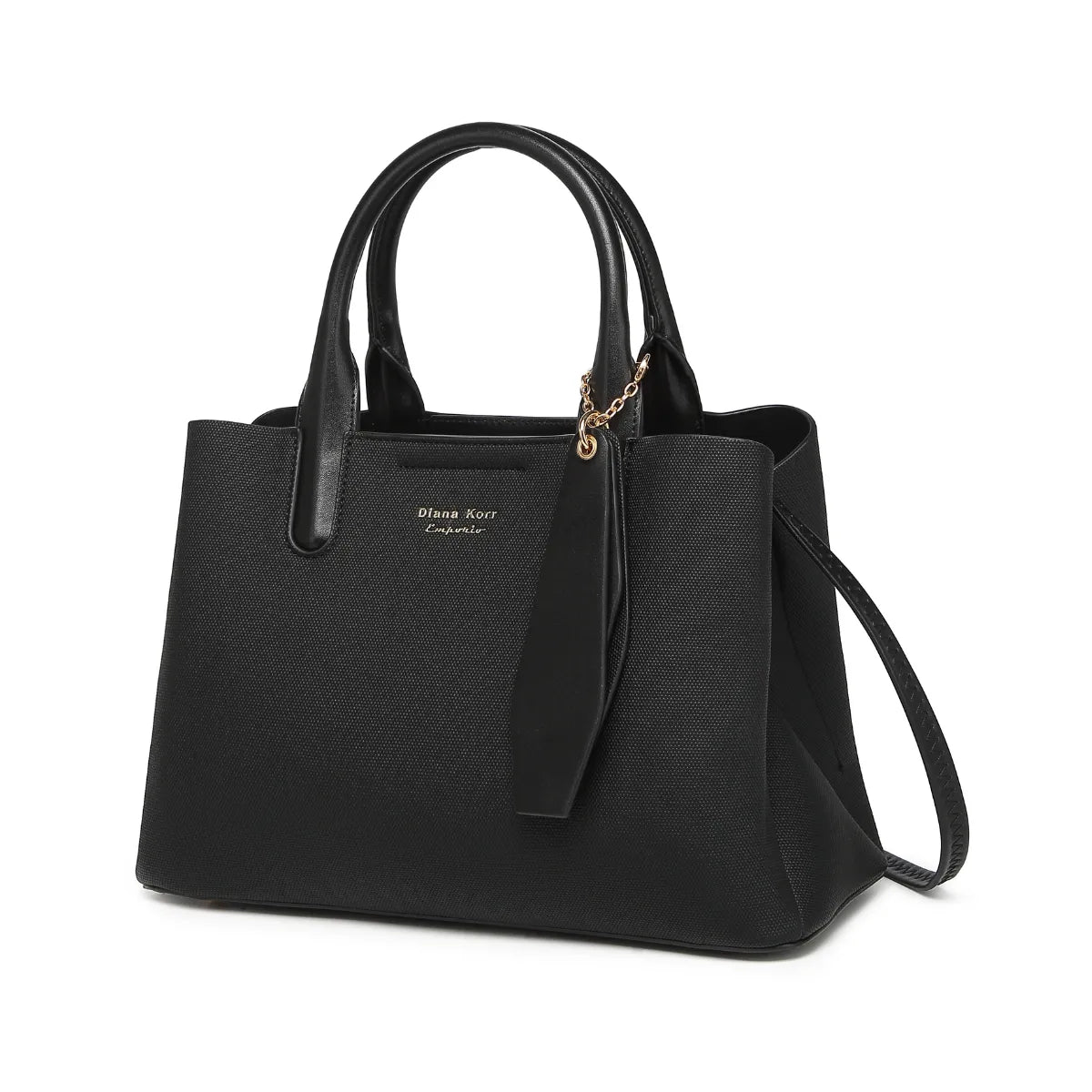 Black Canvas Structured Handbag for Women