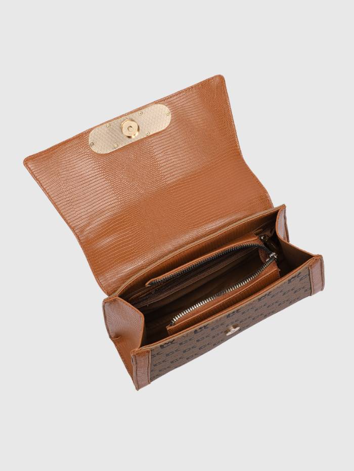 TAN Women  Printed Satchel Handbag