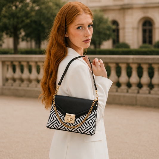 Elegant Black Printed Handbag for Women