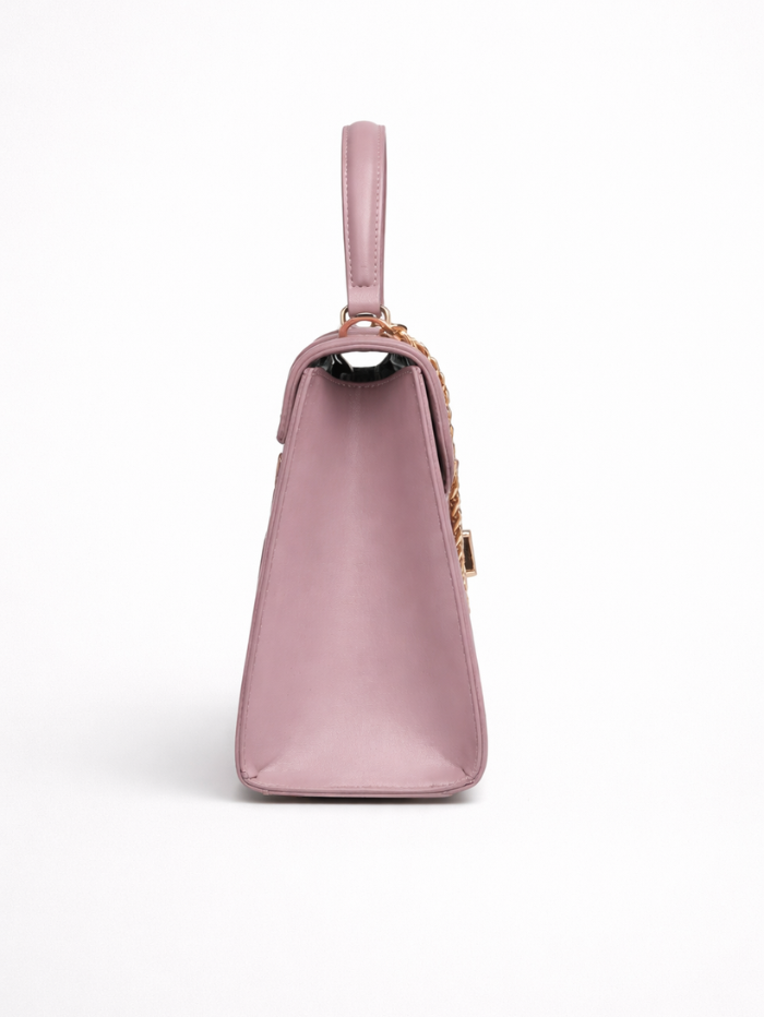 Stylish Quilted Chain Top Handle Sling Purple Bag for Women