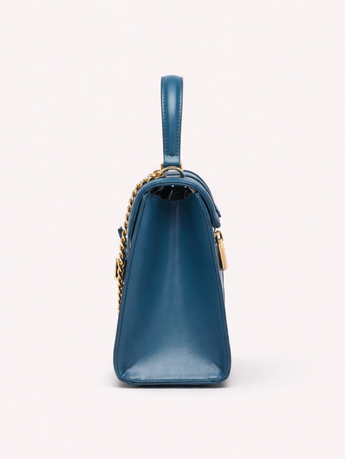 Stylish Quilted Chain Top Handle Sling Blue Bag for Women