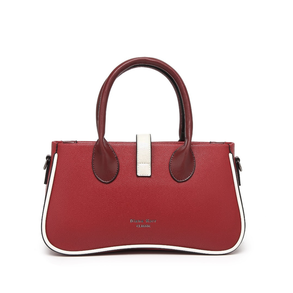Maroon Women's Dual Tone Top Handle  Handbag with Detachable Shoulder Strap
