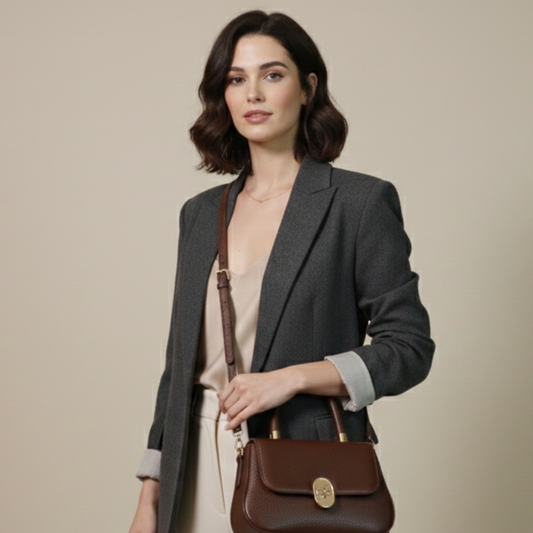 Elegant Brown Textured PU Leather Mini Shoulder & Sling Bag for Women